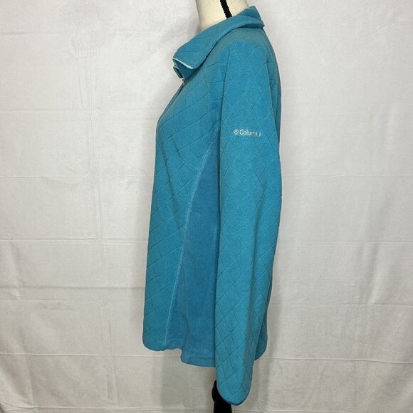 Columbia Women’s Size L Fleece 1/4 Zip Pullover Teal Quilted Lightweight - Picture 5 of 8